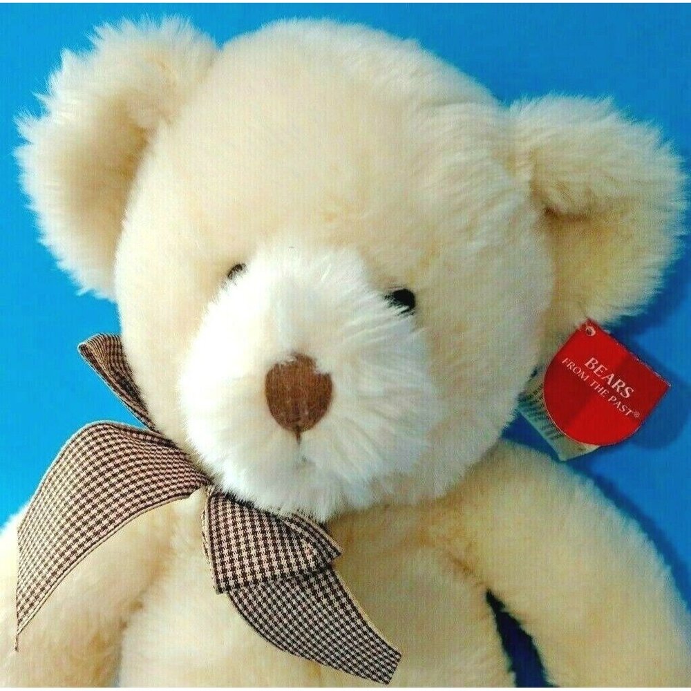 Vintage 90s Russ Lillian Teddy Bear Plush 14" Stuffed Animal Polka Dot Bow